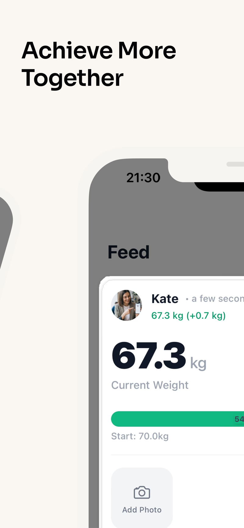 Fit Together progress feed and photo updates